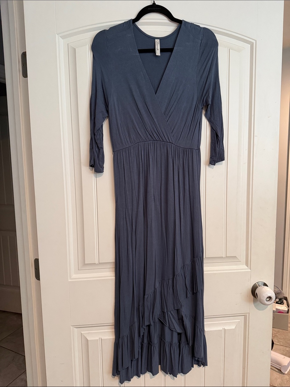 Women's Maternity Slate Blue Wrap Maxi Dress - Large